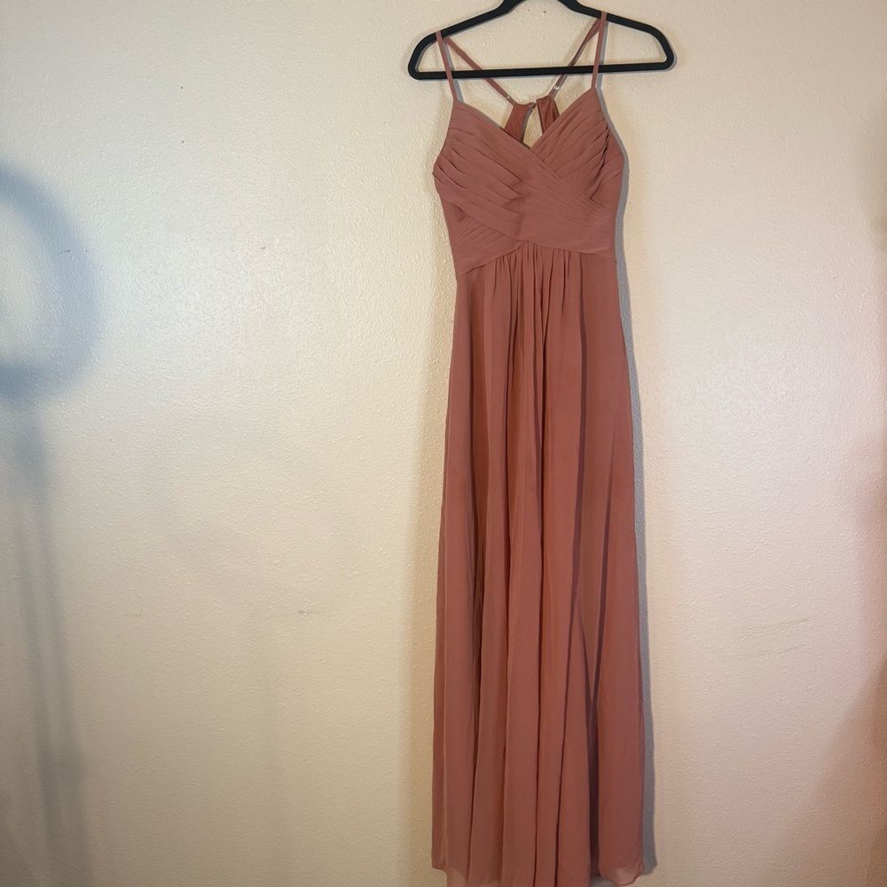 Azazie Shannon Blush Maxi Bridesmaid Dress A4